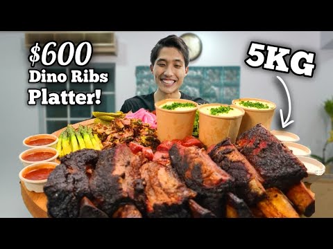 $600 Dino Rib Platter Challenge! Massive 5kg BBQ platter eaten solo